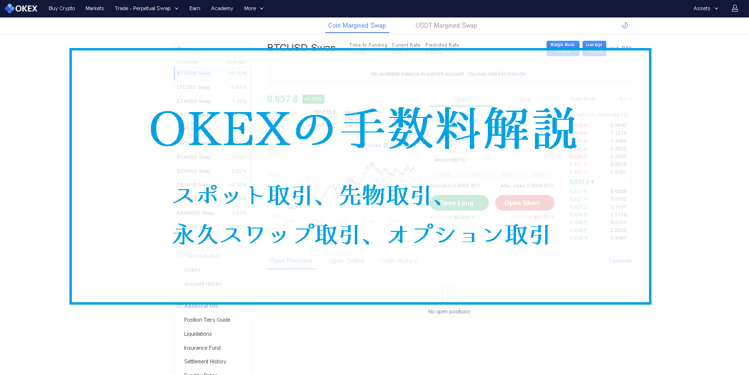 OKEX取引所の手数料解説【スポット取引、先物取引、永久スワップ取引、オプション取引】